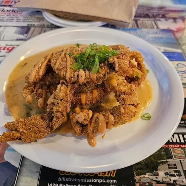 Golden fried softshell crab.