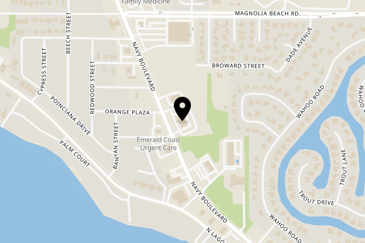 Map showing the location of Dat Cajun Place Cafe on 2705 Navy Blvd in Panama City